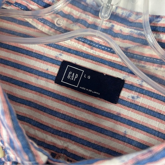 ❤️ Gap Striped Blue and White Men's Shirt L - Picture 5 of 10